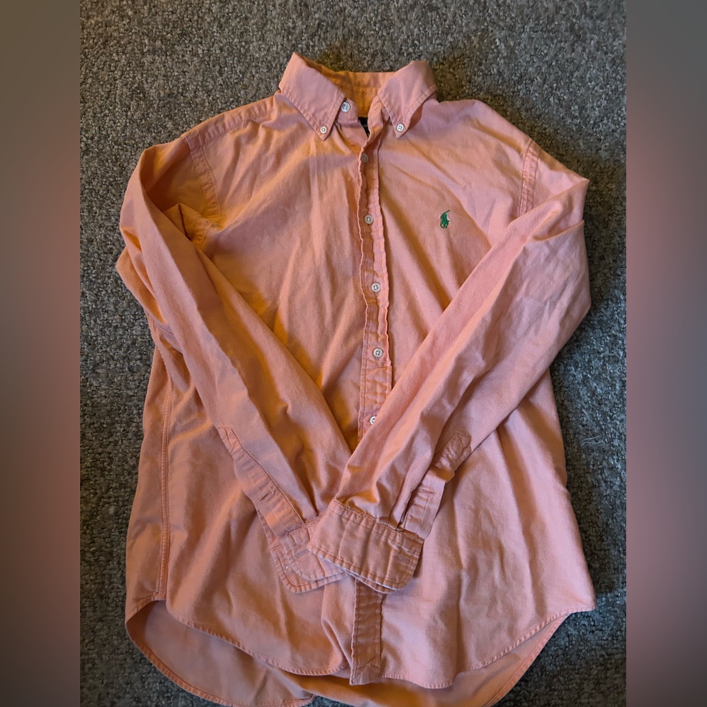 Lacoste Coral Button-Up Shirt with Contrast Croc